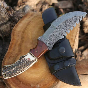 Damascus Steel Tracker <b>Knife</b> Handmade Outdoor Bushcraft Camping Utility <b>Knife</b> With Wooden Handle Handcrafted Tracker <b>Knife</b> - Product Image 5