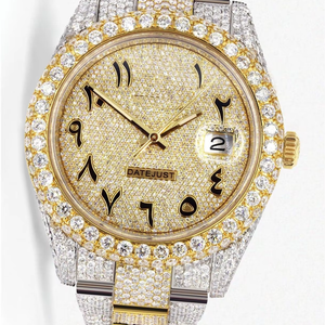 Reloj de material de acero inoxidable con tachuelas de diamantes de moissanita de alta calidad Iced Out VVS Clarity con esfera redonda de indio - Product Image 1