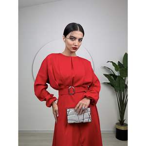 Vestido Largo Plisado con Cinturón y Silueta Ajustada, Cintura Natural, Modelo 1017 - Product Image 5