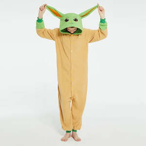 Pyjama Mandalorian Baby Yoda en molleton doux et respirant, fermeture à boutons, logo personnalisé, grandes tailles XS, vêtements de nuit imprimé animal - Product Image 2