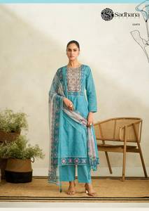 ชุดเดรสผ้าฝ้ายพิมพ์ลายดิจิทัลสำหรับใส่ไปงานปาร์ตี้งานแฟนซีผ้าฝ้ายอินเดียและปากีสถานแบบพรีเมี่ยม - Product Image 4