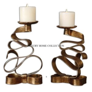 Ensemble de 2 bougeoirs classiques d'intérieur de mariage à la maison de décoration de table antique - Product Image 1