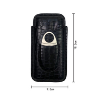 Étui à cigares de voyage imperméable à surface lisse personnalisé JH, étui à cigares en cuir avec accessoires couteau coupe-cigares