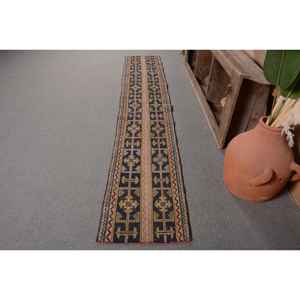 Tapis Vintage en Laine Turque 17X9,6 pieds Bleu et Beige Patchwork Design Plat Tissage Technique pour Décorations de Salon - Product Image 1