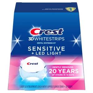 Crest 3D Whitestrips Sensitive & Gentle + Lumière LED – Kit de Blanchiment Dentaire, 1 Lampe + 14 Traitements, Chaque traitement comporte 1 bande supérieure et 1 bande inférieure - Product Image 1