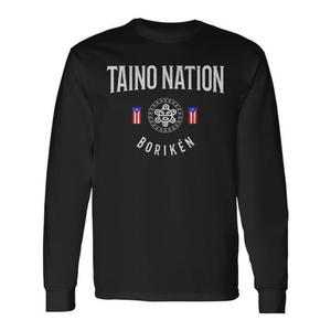 T-shirt a maniche lunghe Taino Nation Boricua Boriken Pride con stampa indigena di Porto Rico - Product Image 1