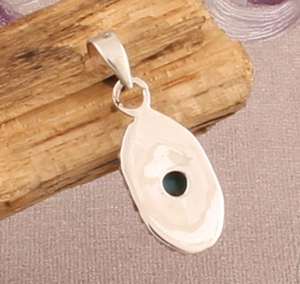 จี้925รูปวงรีสีฟ้าเทอร์ควอยส์ธรรมชาติขนาด9x15มม. จี้เงินแท้ทำมือสำหรับผู้หญิงเครื่องประดับของขวัญ - Product Image 4