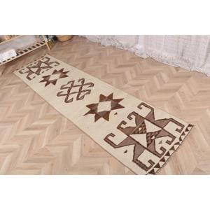 พรมวิ่งสไตล์ตุรกี ขนาด 2.3x9.3 ฟุต (71x282 ซม.) ลายตารางสีน้ำตาลแบบวินเทจ - Product Image 3