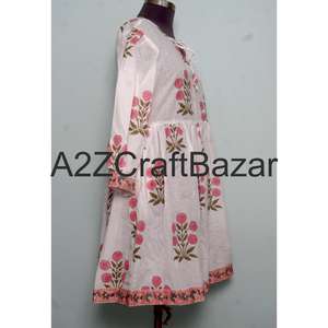 Robe midi décontractée en coton à col en V, manches longues, écologique, pour femmes, impression en bloc, pour les fêtes, les mariages, les événements, les occasions, lavable en vrac - Product Image 4