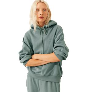 เสื้อกันหนาวมีฮู้ดสำหรับผู้หญิงเสื้อฮู้ดแบบสวมหัวโอเวอร์ไซส์ผ้าคอตตอนออร์แกนิคผ้าถักเป็นมิตรกับสิ่งแวดล้อมโลโก้ออกแบบได้ตามต้องการ - Product Image 2