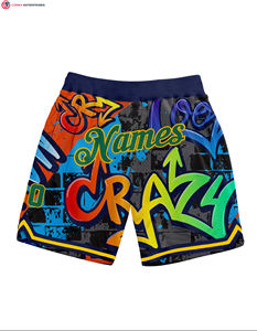 Authentique short de basket-ball 3D blanc royal Design galactique personnalisé fermeture à la taille élastique mi-respirant tricoté broderie décontractée - Product Image 5