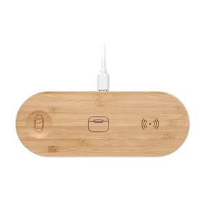 Chargeur sans fil 3-en-1 en bambou RECPAD, gadgets promotionnels personnalisés, batterie externe - Product Image 5
