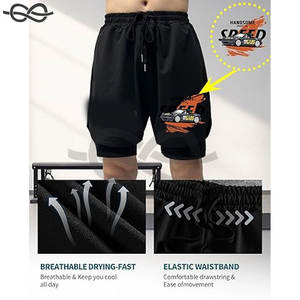 Short pour homme personnalisé avec texte personnalisé Short de survêtement actif 2 en 1 pour courir, plage, confort, fitness et entraînement - Product Image 3