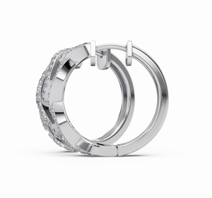 Boucles d'oreilles créoles en diamant de laboratoire taille ronde, or blanc 14 carats, VVS2, couleur E, certifiées pour mariage féminin - Product Image 3