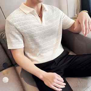 Camisas de polo para hombre, ropa informal de tendencia con patrón sólido, talla grande, logotipo bordado personalizado, talla grande, camisas de polo para hombre - Product Image 4