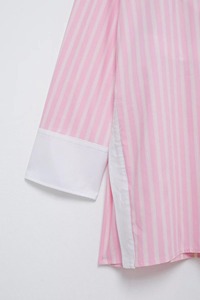 2025เสื้อเบลาส์แขนยาวผ้าฝ้ายลายทางสีชมพูสำหรับผู้หญิงเสื้อกล้ามลำลอง - Product Image 5