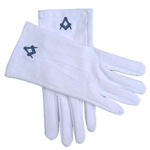 Gants maçonniques en cuir souple blanc de haute qualité avec boussole carrée meilleur produit de sport en gros couleur bleu G - Product Image 5