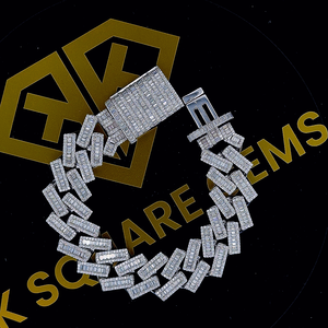 Bracelet Hip Hop 17cm Argent Synthétique Diamant Blanc Chaîne Cubaine Bracelets 18K Bijoux En Or Massif Ice Out Chaîne À Maillons Cubains - Product Image 4