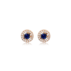 Boucles d'oreilles clous minimalistes en argent sterling 925 plaqué or, saphir CZ, fabrication artisanale, vente en gros turque, pour cadeau de fête - Product Image 6