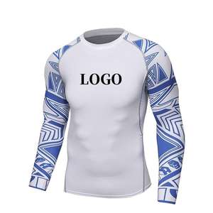 Wholesale Price <b>Long</b> <b>Sleeve</b> Customized Sublimation Printed MMA Rash Guard Martial Arts Wear Mens BJJ Compression MMA Rash Guard - Product Image 1