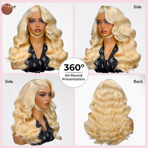 Parrucca di capelli umani biondi <span class=keywords><strong>platino</strong></span> 613 all'ingrosso, con onde morbide, pre-strappata, con parte laterale, per donna, per styling quotidiano - Product Image 4