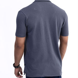 Personnalisable 100% respirant anti-rétrécissement anti-rides écologique imprimé hommes été décontracté piqué coton chemise gris foncé - Product Image 4