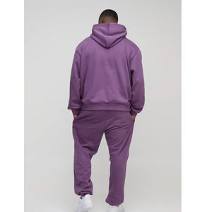 Top tendance article 100% coton surdimensionné à capuche et pantalon ensemble pour hommes couleur unie haute qualité streetwear homme jogging ensemble - Product Image 6