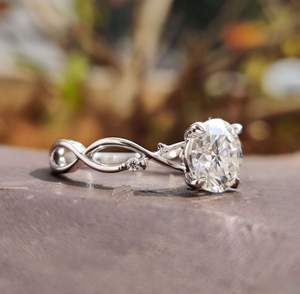 Bagues de bijoux de mode pour mariage nuptiale fabriquées en or massif 10kt et diamants ronds de laboratoire taillés en brillant - Product Image 5