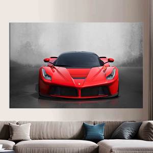 Affiche en verre artistique Ferrari : Impression sur toile pour décoration de chambre de garçon, encadrée style galerie - Product Image 1