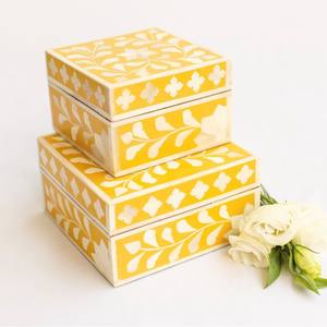 Cajas de incrustaciones de hueso más vendidas, organizador de cajas de madera de Ramadán, cajas cuadradas y rectangulares de regalo, diseño de madera de Lametierartz - Product Image 2