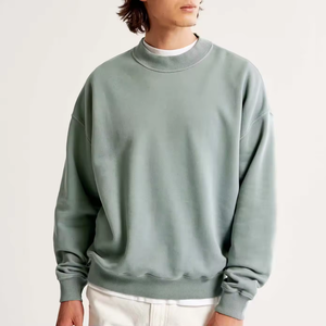 Sweat à capuche uni de haute qualité 100 % coton, coupe ample côtelée décontractée pour l'hiver, grandes tailles - Product Image 1