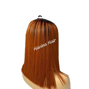 Extensiones de cabello humano virgen sin procesar de doble dibujado vietnamita Super Bone Straight Orange Brown Full Wig Bundles - Product Image 1