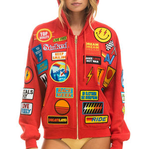 เสื้อฮู้ดสำหรับซักและล้างหินแอซิดแผ่นปักลายวินเทจรุ่นสั้น - Product Image 1