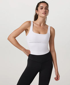 Women's High Support Seamless <b>Tank</b>-<b>Top</b> Breathable Spandex Nylon Yoga <b>Tops</b> with Embroidery Front Logo Position Set Style - Product Image 6