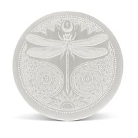 Plaque de charge ronde en sélénite polie, gravure de géométrie sacrée de libellule, disque de cristal blanc naturel, méditation, décoration de la maison