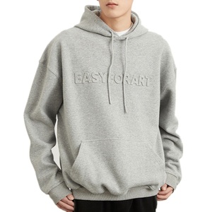 À la mode polaire Baggy gaufrage pull surdimensionné sweats à capuche pour hommes personnalisé 3d Logo imprimé sweat à capuche en relief - Product Image 2