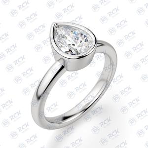 0,80 TCW Pear Cut Bezel Solitaire Moissanite Ring Anillo de compromiso de plata esterlina 925 para mujer - Product Image 4