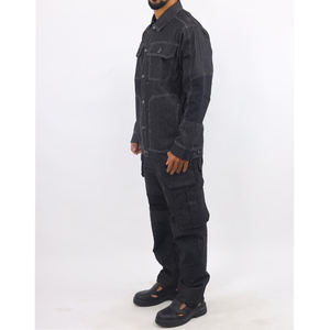 Veste de travail personnalisée de haute qualité pour hommes Denim délavé avec col tournant Fermeture à glissière sur le devant Vêtements de travail décontractés en coton uni Motif de lettres - Product Image 4