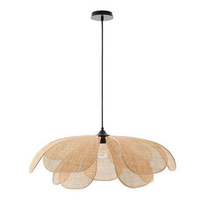 Lámpara Colgante Clásica de Ratán para Sala de Estar, Comedor u Oficina - Altura Ajustable, Pantalla Blanca/Dorada, Luz que Protege la Vista - Product Image 2