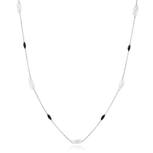 Collar de Cadena con Diseño de Perlas de Agua Dulce Esmaltadas en Color Negro, Hecho a Mano, Venta al por Mayor, Joyería Turca de Plata de Ley 925, THEIA, Moderno - Product Image 5