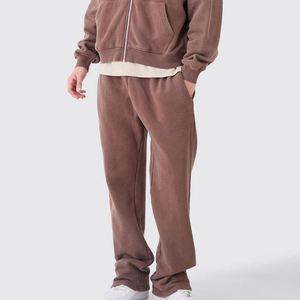 100% algodón lavado ácido francés Terry chándal pantalones de chándal apilados y hombro caído cremallera Sudadera con capucha conjunto ropa de hombre - Product Image 4