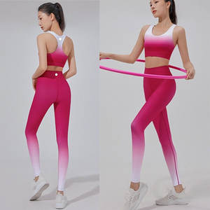 Meilleure vente OEM/ODM Ensemble de leggings de yoga et de soutien-gorge de sport pour femmes Logo avant Tissu respirant écologique Couleurs/tailles personnalisables - Product Image 1