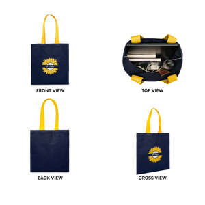 Sac fourre-tout en coton Be Happy Sunflower, durable, taille moyenne, avec longues poignées en corde, impression par transfert thermique, pour usage quotidien, alimentaire, publicitaire ou cadeau - Product Image 2