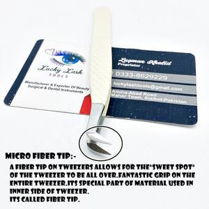 Pinzas de Punta de Fibra de Volumen de 90 Grados Color Blanco Roto Personalizadas, Duraderas, de Acero Inoxidable de 10 mm, Herramienta para Extensiones de Pestañas - Product Image 3