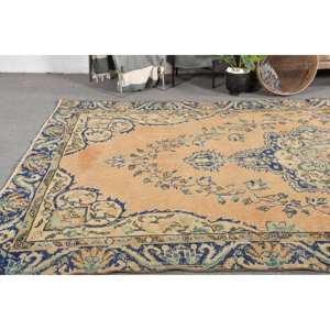 Alfombra turca hecha a mano clásica beige azul 6,2x10,1 pies diseño de retazos Rectangular para dormitorio felpa 4m de ancho látex para adolescentes - Product Image 2