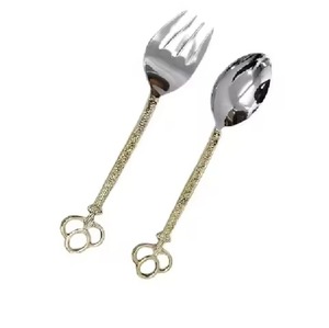 Servidor de ensalada doméstico de arroz de acero inoxidable con mango de madera hecho a mano de la mejor calidad y cuchara para servir cubiertos de nuevo estilo para hacer ensaladas - Product Image 2