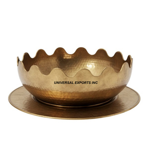 Bol à chocolat martelé en métal avec assiette, forme ronde, design original, nouveau bol à bonbons, dernière collection Ramadan, bol à chocolat fantaisie - Product Image 1