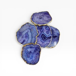 Sous-verres ronds en agate neutre aux tons cristallins terreux pour une décoration de table minimaliste et luxueuse - Product Image 3