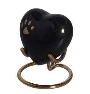 Urna de recuerdo en forma de corazón de Metal de estilo americano urna conmemorativa con estampado de pata grabada de latón para función de cremación de cenizas humanas y Mascotas - Product Image 2