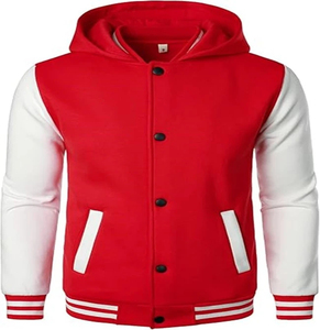 Veste universitaire de sport décontractée pour hommes manteau Letterman à capuche à la mode avec col montant veste à motif enduit pour hommes vente en gros - Product Image 1